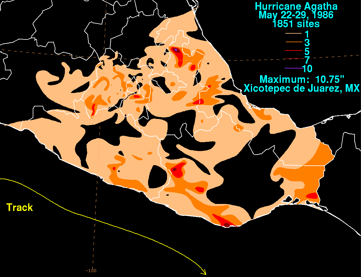 Agatha (1986) Storm Total Rainfall