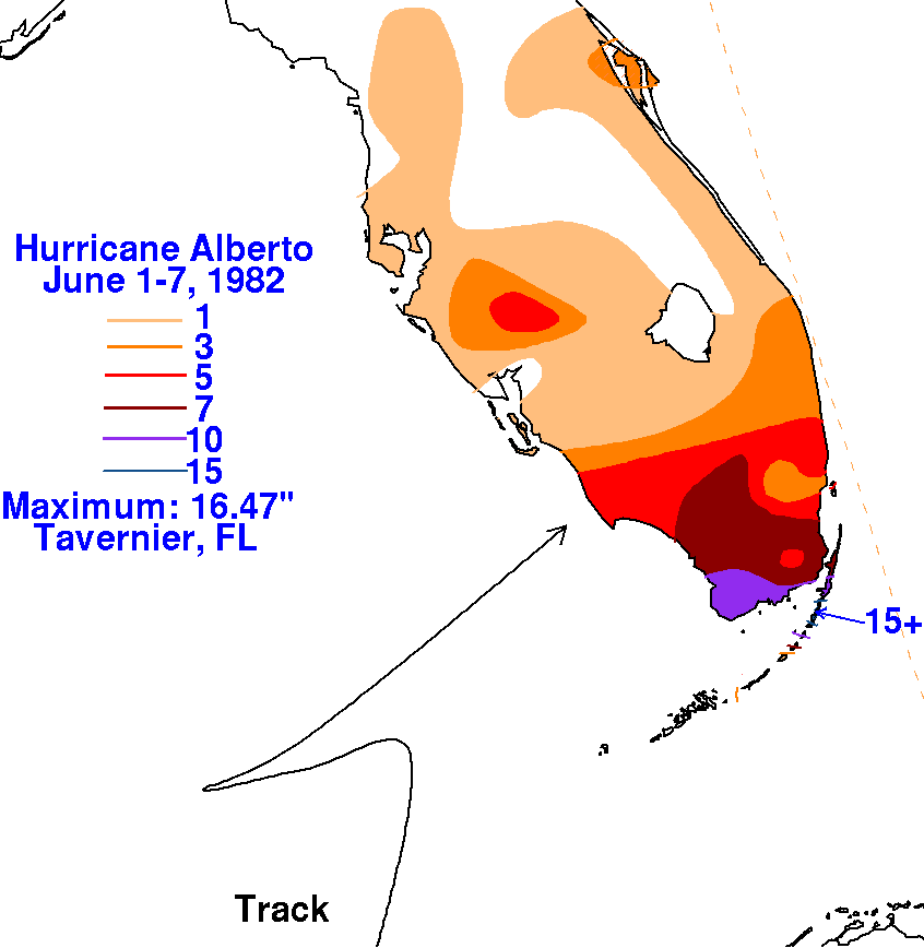 Hurricane Alberto (1982) Rainfall