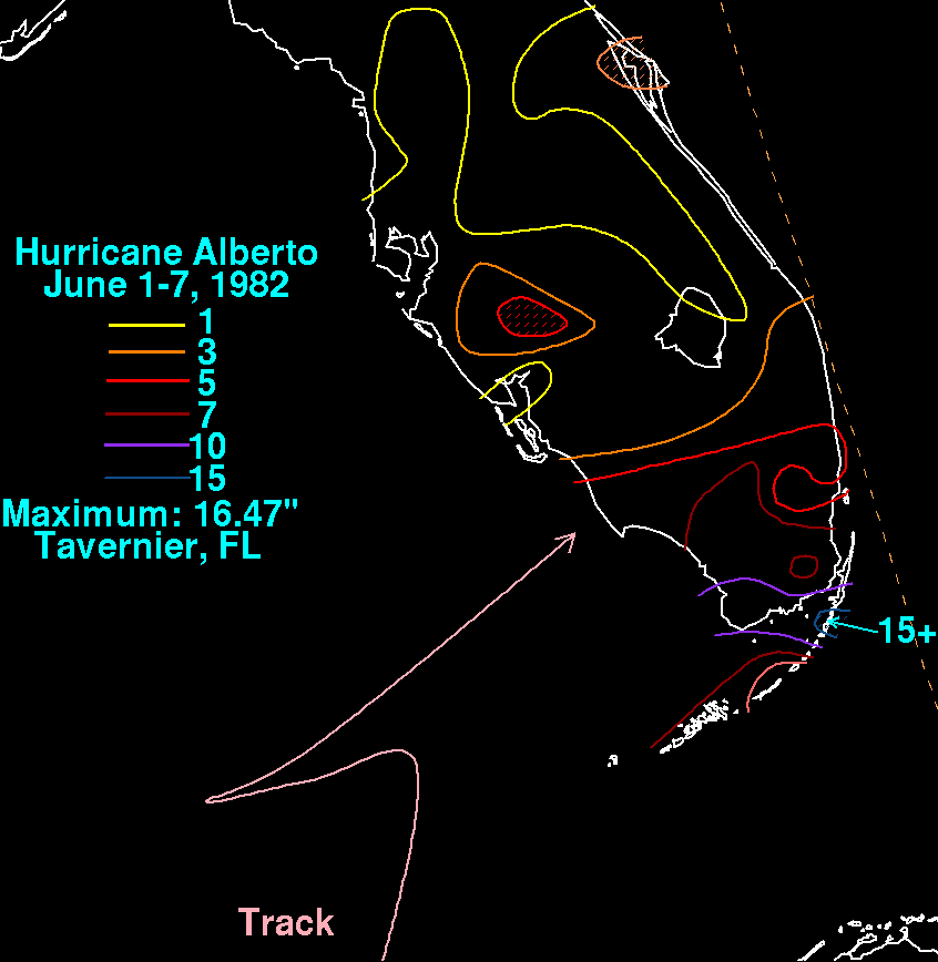 Hurricane Alberto (1982) Rainfall