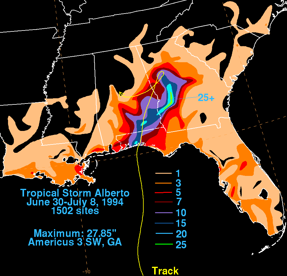 Tropical Storm Alberto (1994) Rainfall