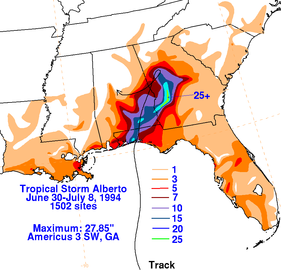 Tropical Storm Alberto (1994) Rainfall