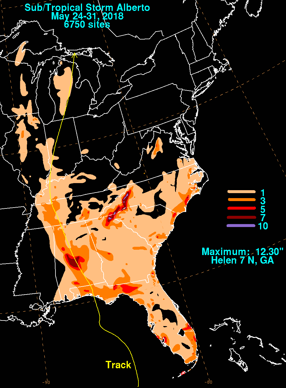 Tropical Storm Alberto (2018) Rainfall