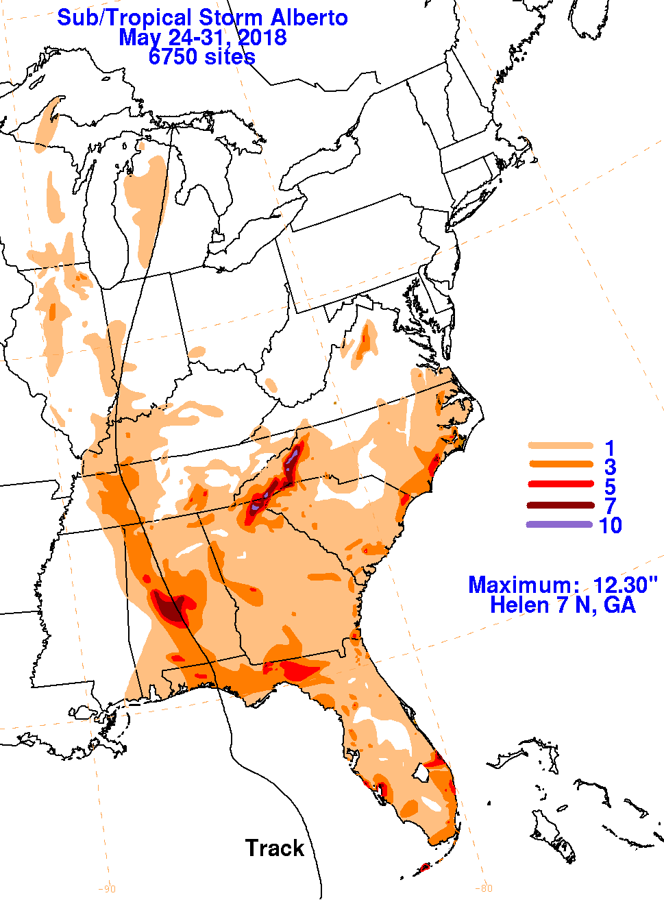 Tropical Storm Alberto (2018) Rainfall