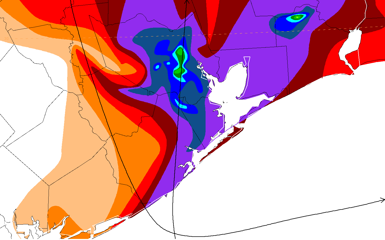 Harris County TX Rainfall during Allison (2001)