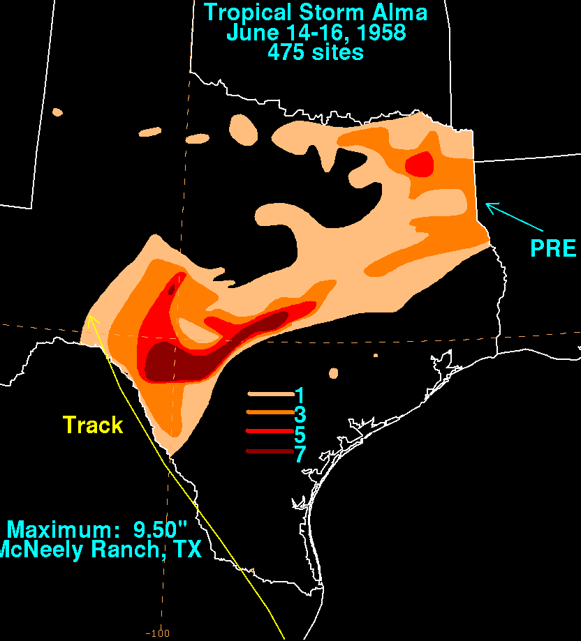 Alma (1958) Storm Total Rainfall