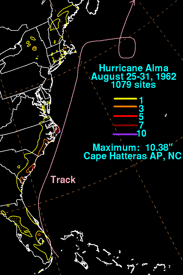 Alma (1962) Storm Total Rainfall