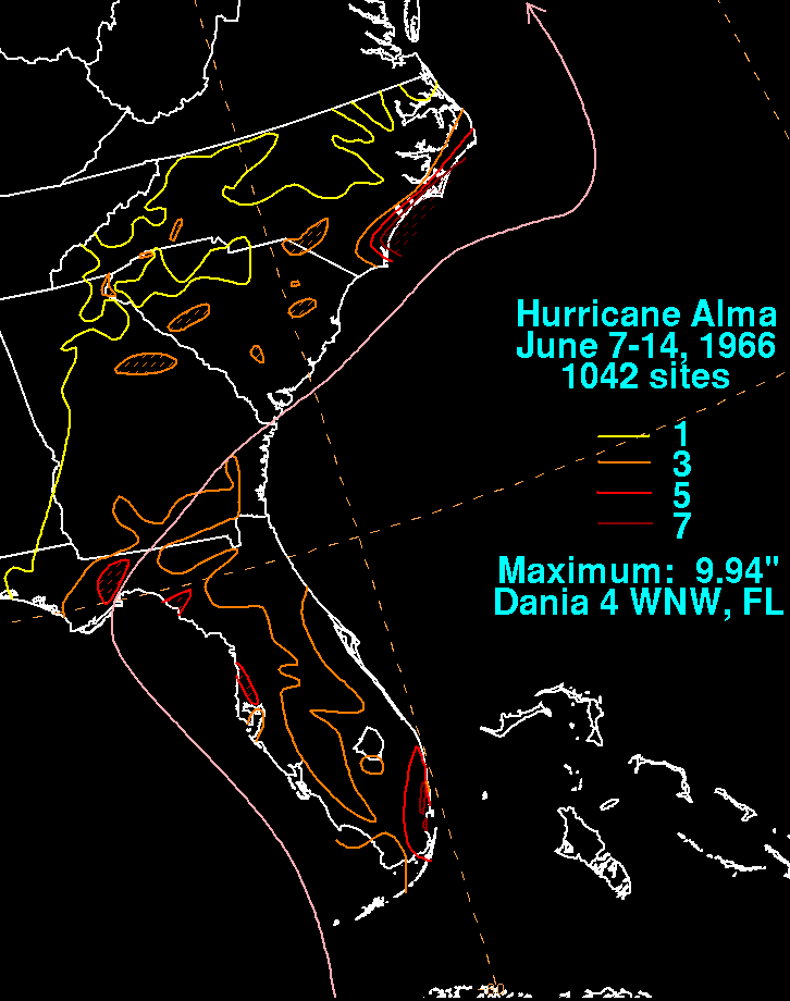 Alma (1966) Storm Total Rainfall