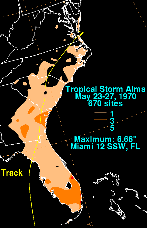Alma (1970) Storm Total Rainfall