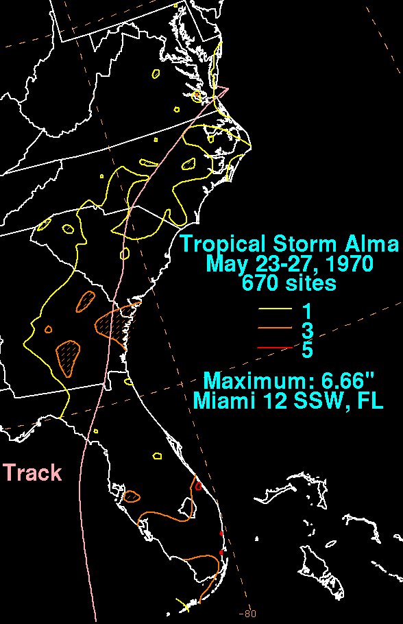 Alma (1970) Storm Total Rainfall