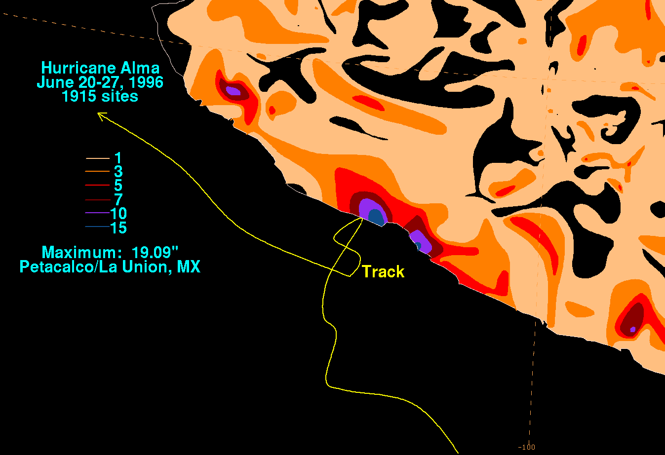 Alma (1996) Storm Total Rainfall