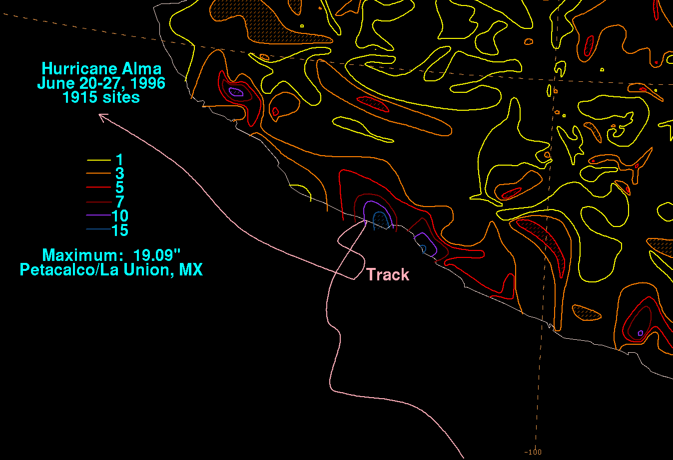 Alma (1996) Storm Total Rainfall
