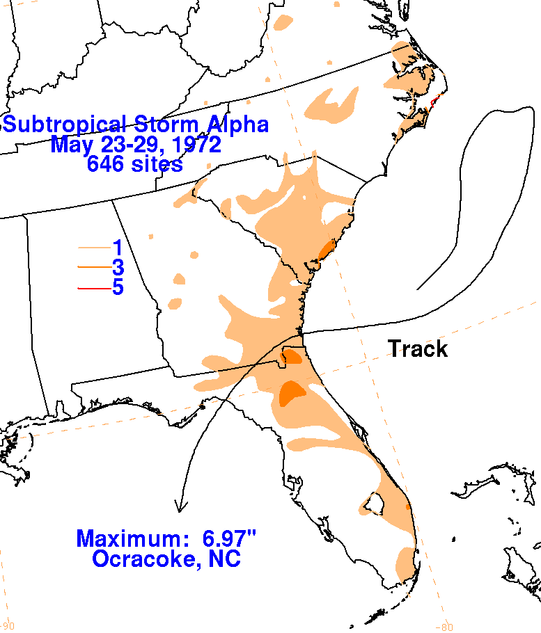 Alpha (1972) Storm Total Rainfall