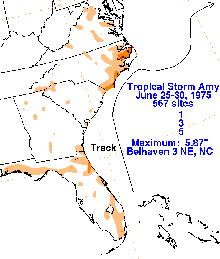 Amy (1975) Storm Total Rainfall