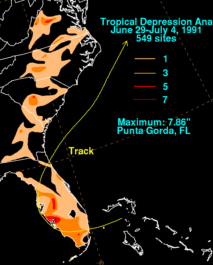 Tropical Storm Ana (1991) Rainfall