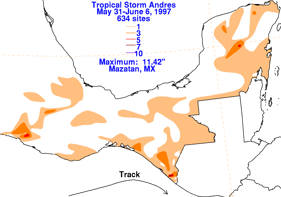 Andres (1997) Storm Total Rainfall