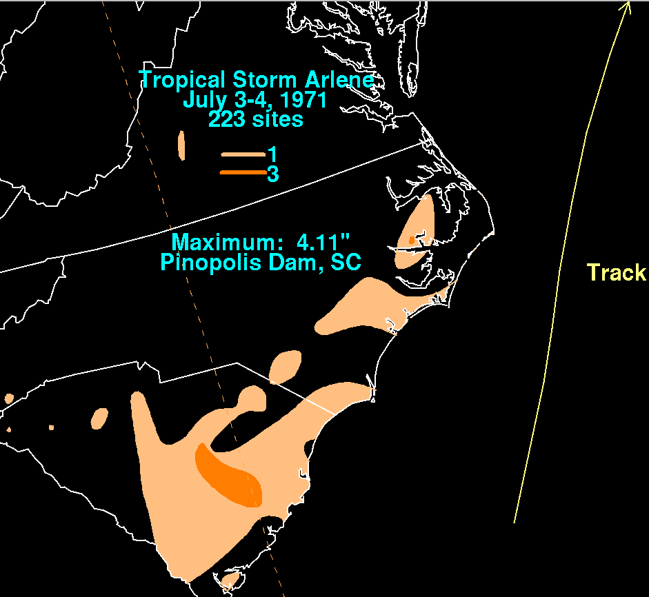 Tropical Storm Arlene (1971) Rainfall