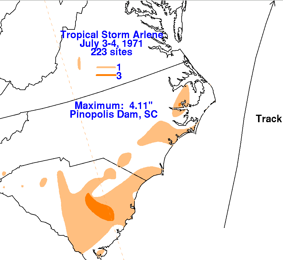 Tropical Storm Arlene (1971) Rainfall