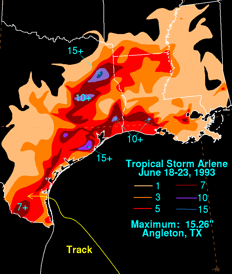 Arlene (1993) Storm Total Rainfall