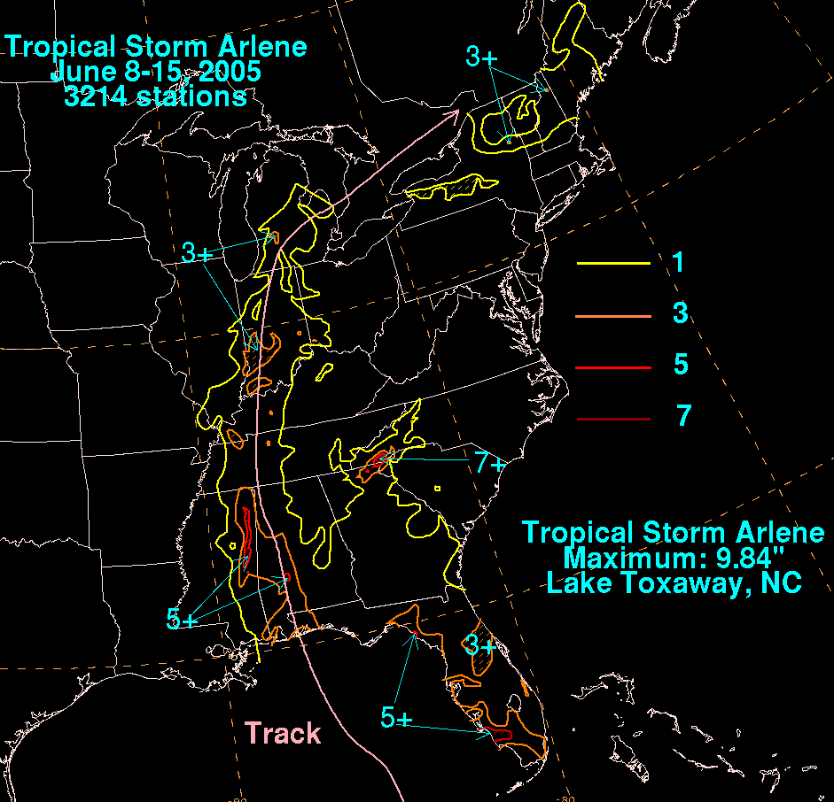 Tropical Storm Arlene (2005) Rainfall