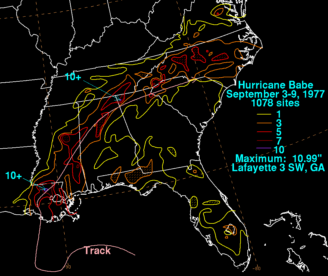 Hurricane Babe (1977) Rainfall