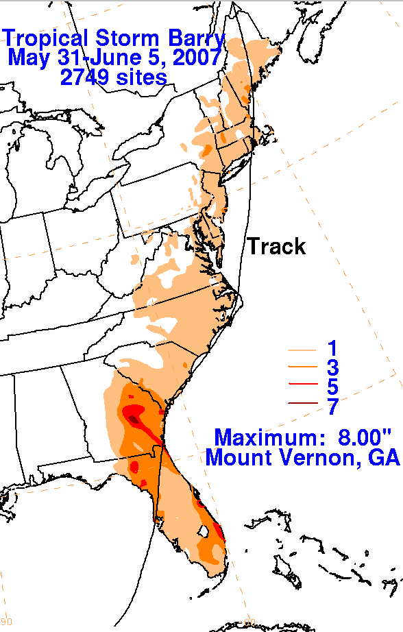 Tropical Storm Barry (2007) Rainfall