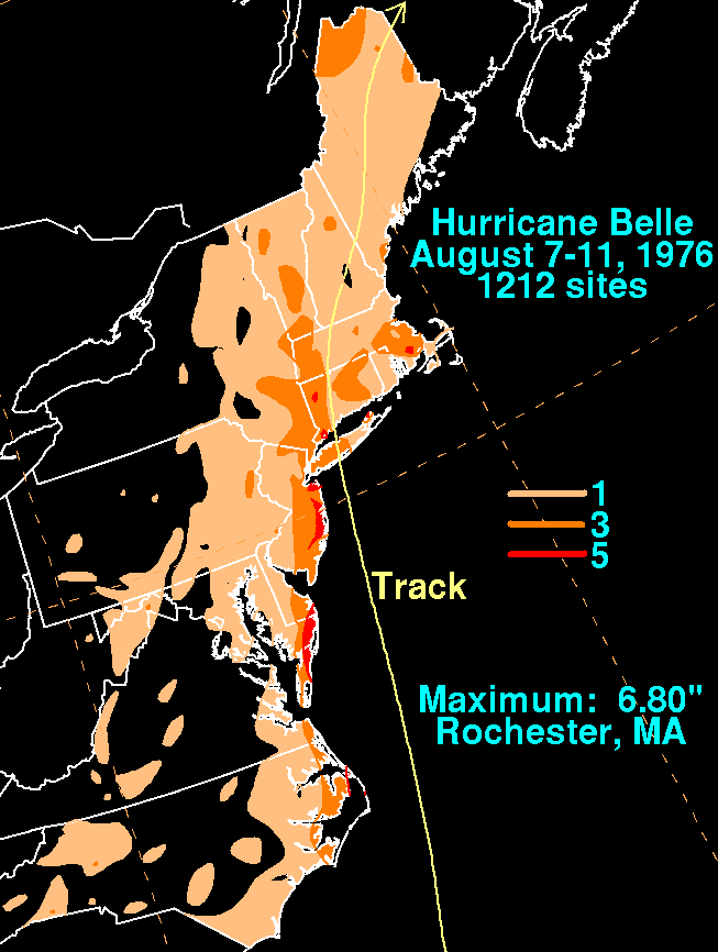 Belle (1976) Storm Total Rainfall