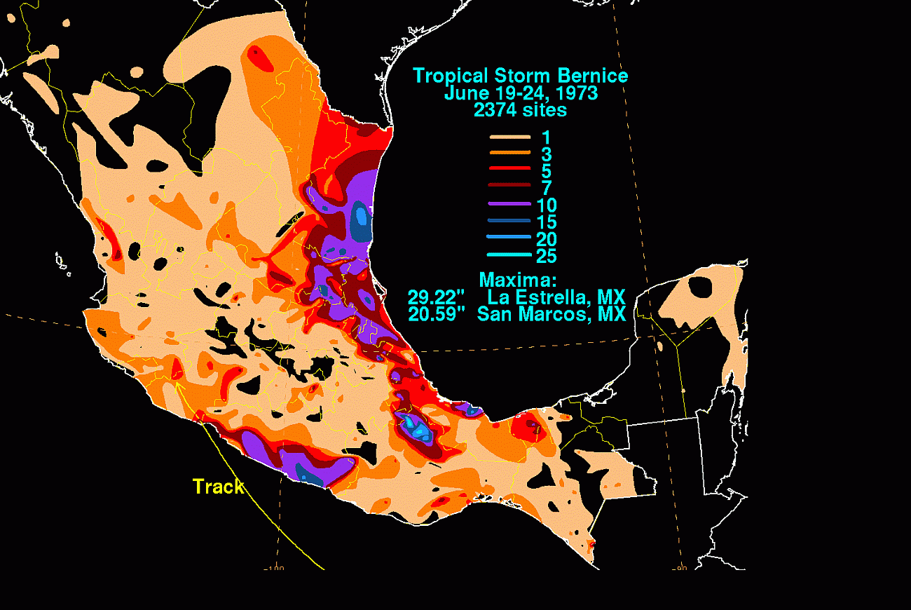 Bernice (1973) Storm Total Rainfall
