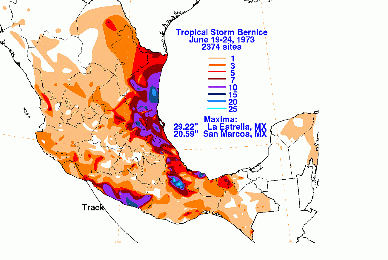 Bernice (1973) Storm Total Rainfall