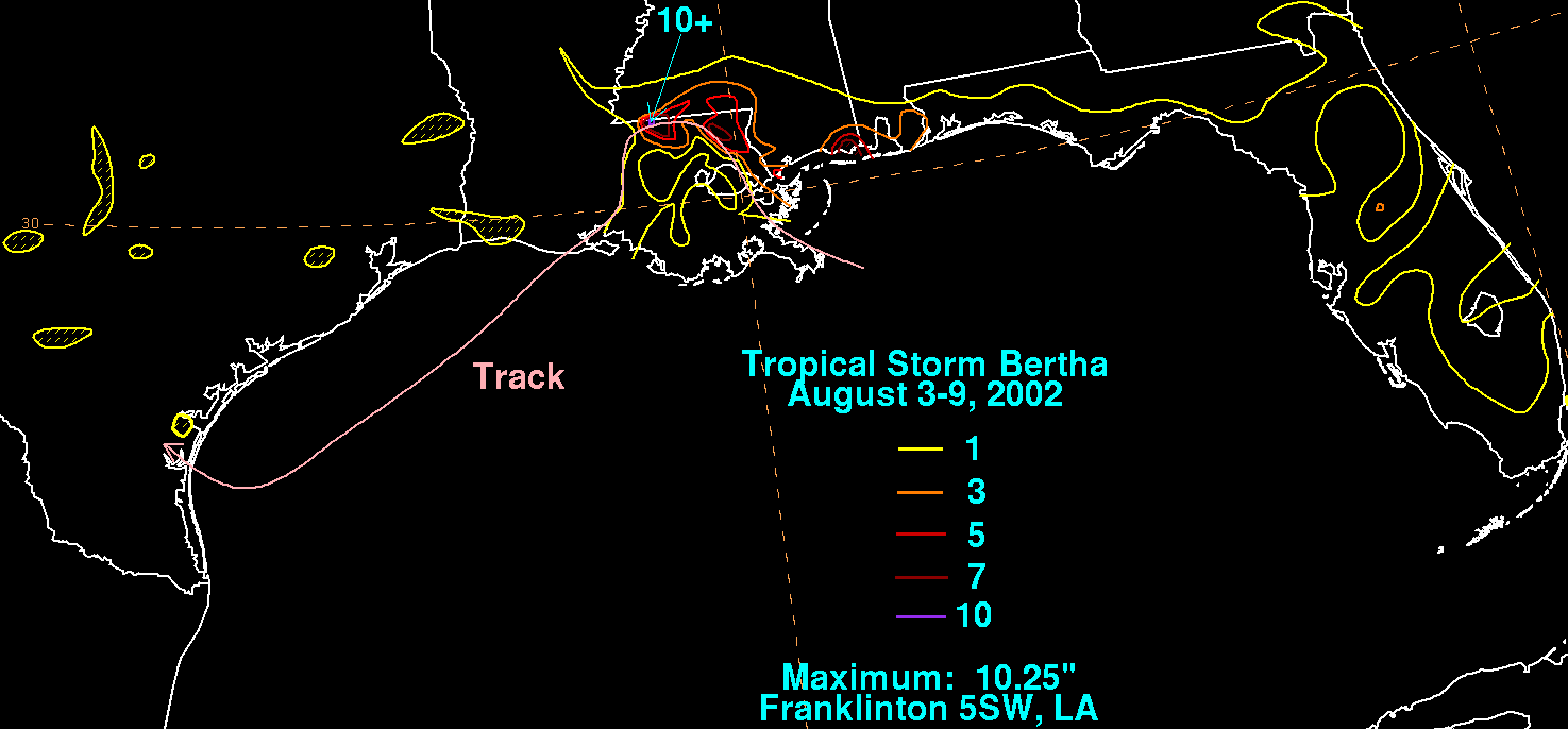 Bertha (2002) Storm Total Rainfall