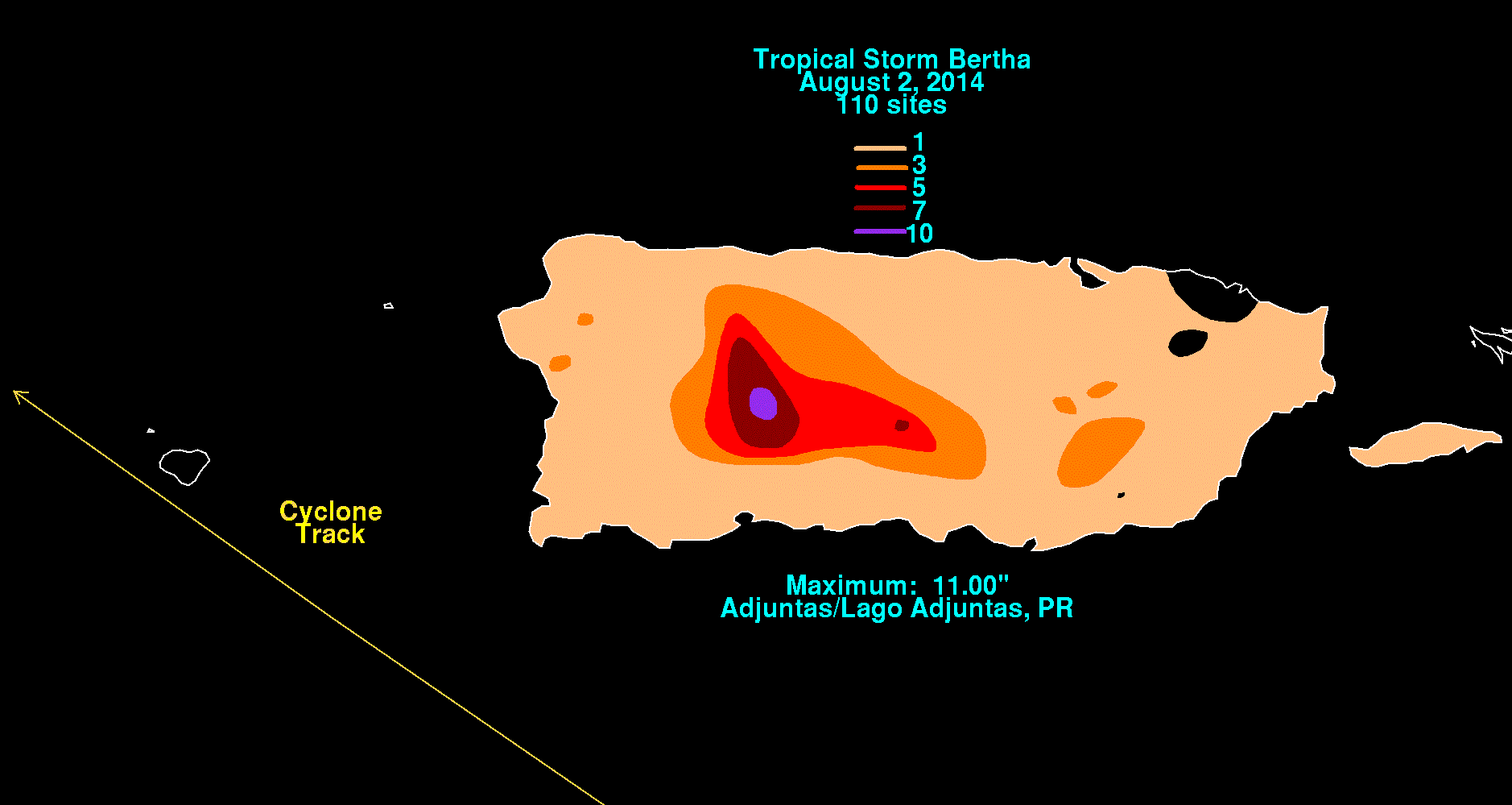 Hurricane Bertha (2014) Rainfall