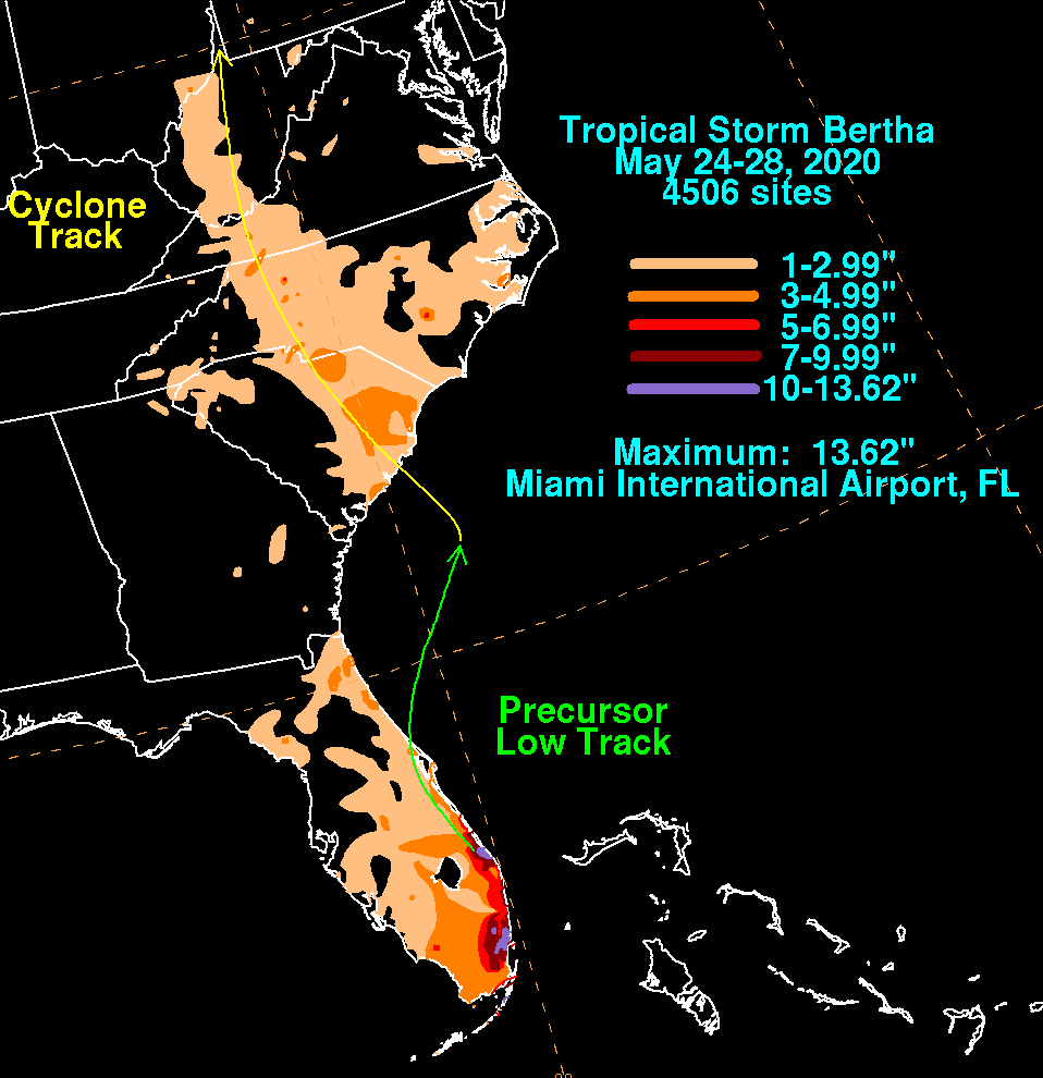 Tropical Storm Bertha (2020) Rainfall