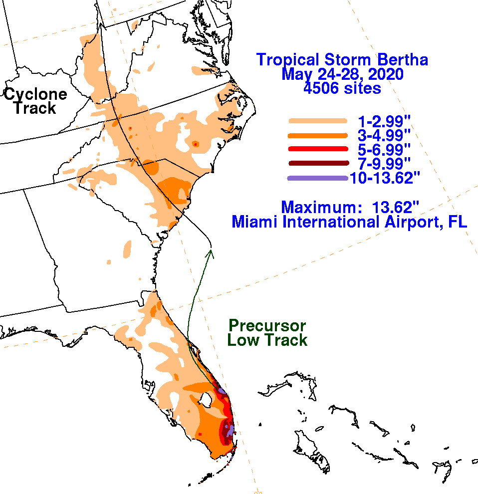 Tropical Storm Bertha (2020) Rainfall