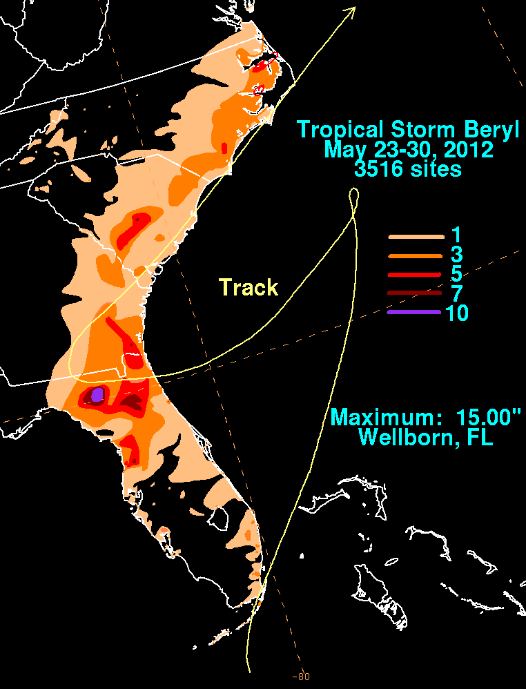 Tropical Storm Beryl (2012) Rainfall