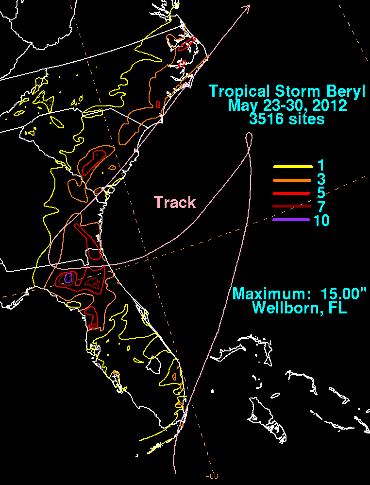 Tropical Storm Beryl (2012) Rainfall