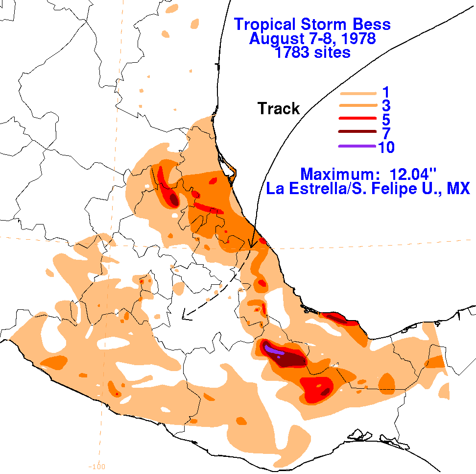 Tropical Storm Bess (1978) Rainfall