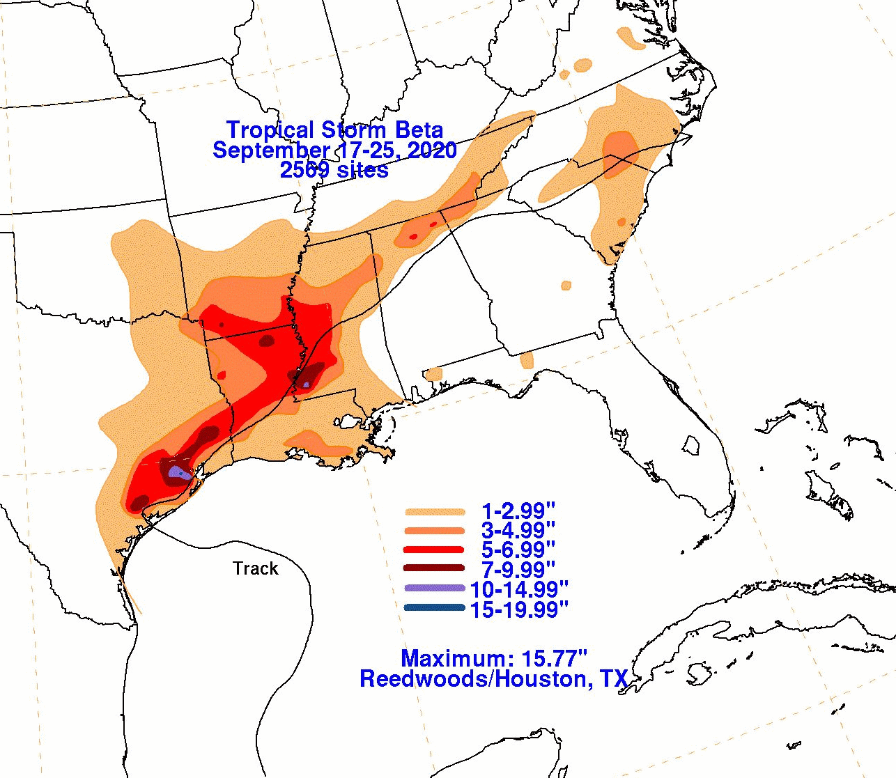 Tropical Storm Beta (2020) Rainfall