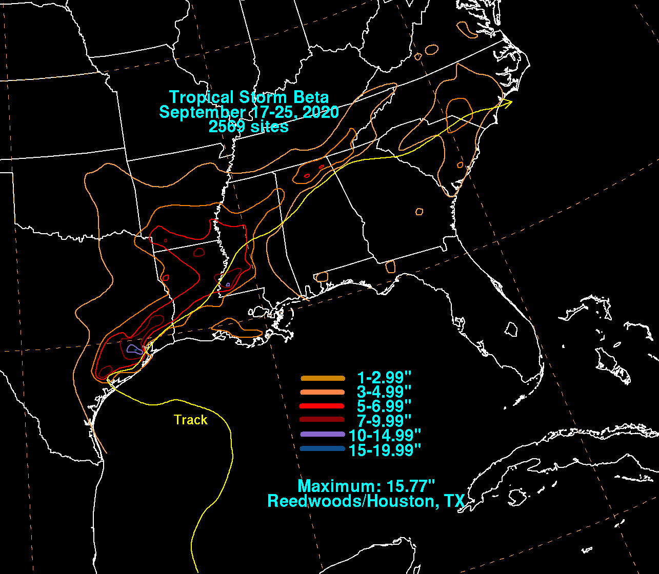 Tropical Storm Beta (2020) Rainfall