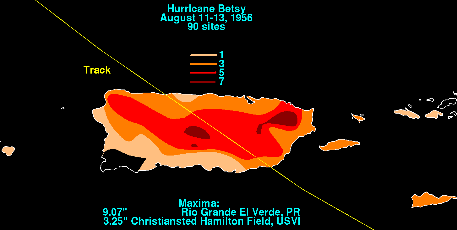 Hurricane Betsy (1956) Rainfall