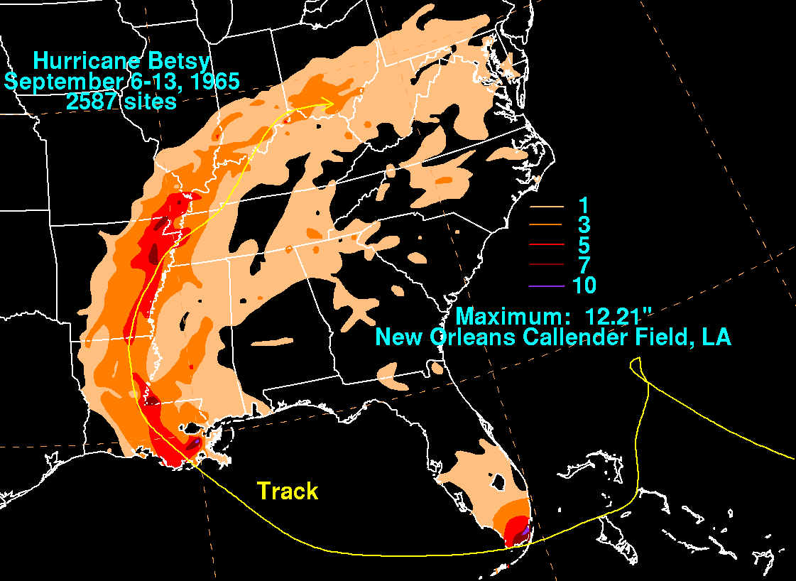 Betsy (1965) Storm Total Rainfall