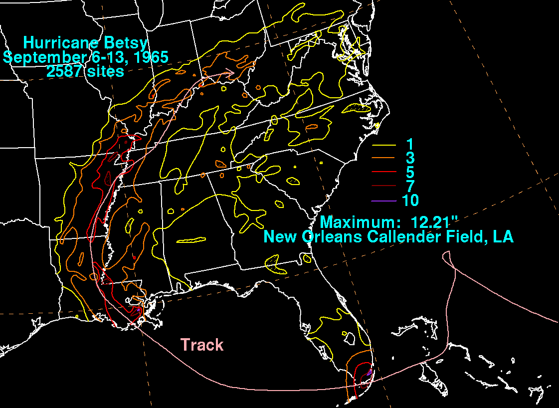 Betsy (1965) Storm Total Rainfall