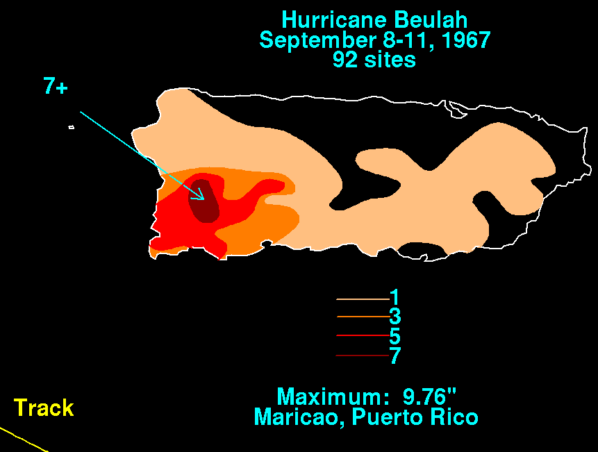 Hurricane Beulah (1967) Rainfall for Puerto Rico