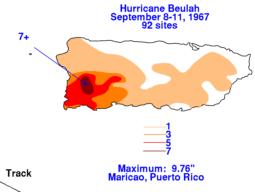 Hurricane Beulah (1967) Rainfall for Puerto Rico