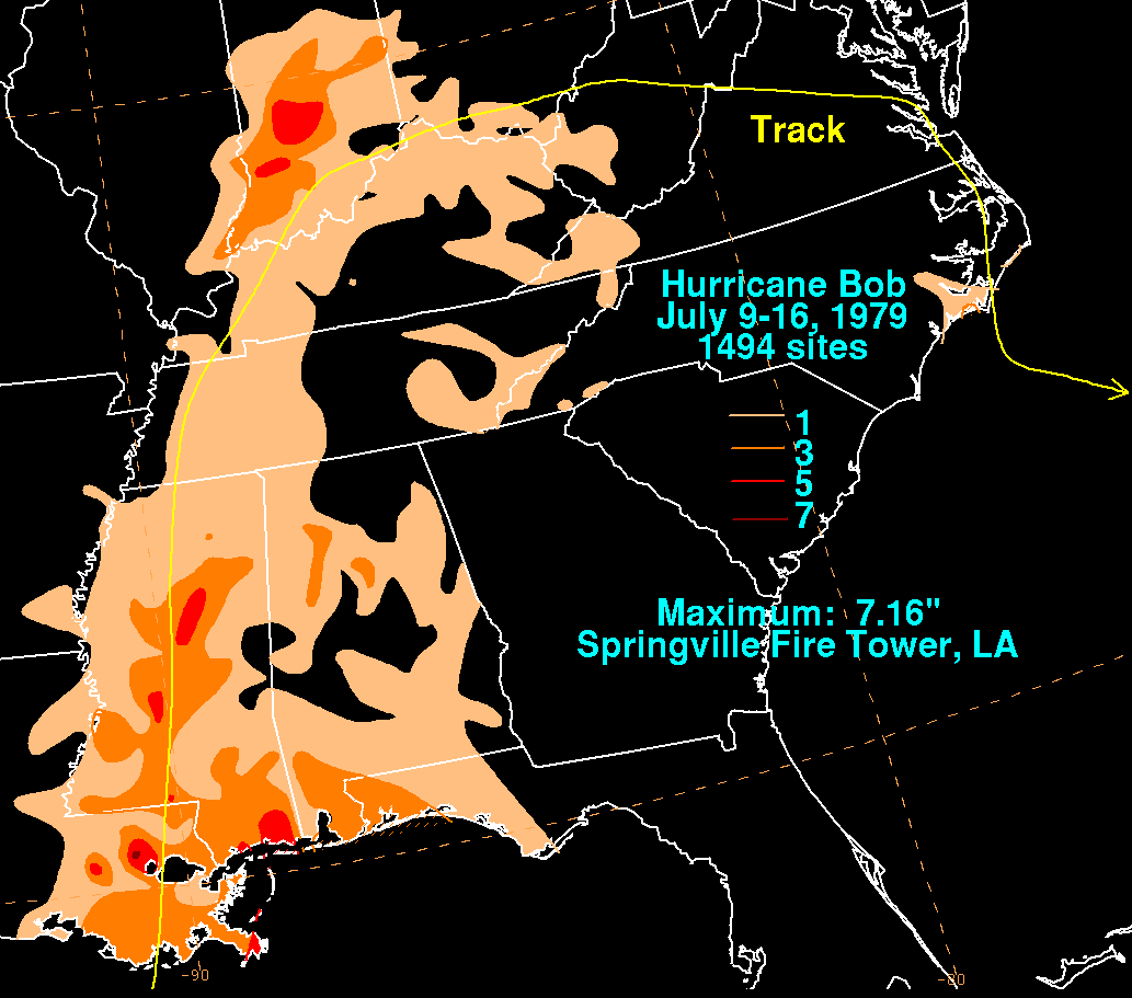 Hurricane Bob (1979) Rainfall