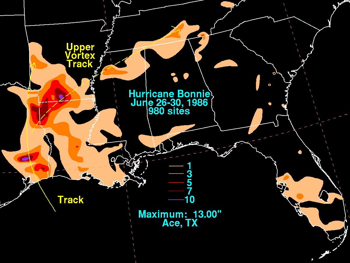 Bonnie (1986) Rainfall