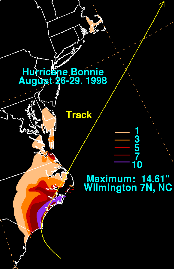 Hurricane Bonnie (1998) Rainfall
