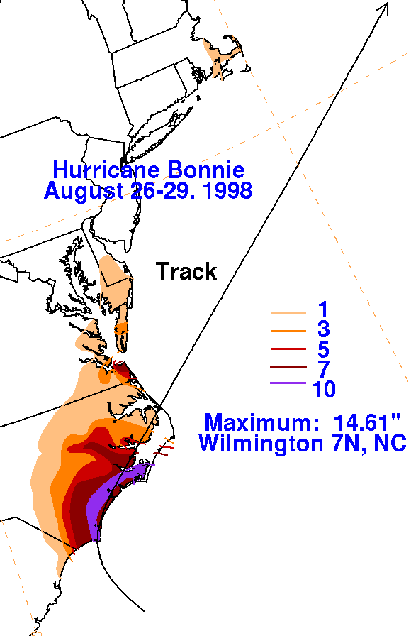 Hurricane Bonnie (1998) Rainfall