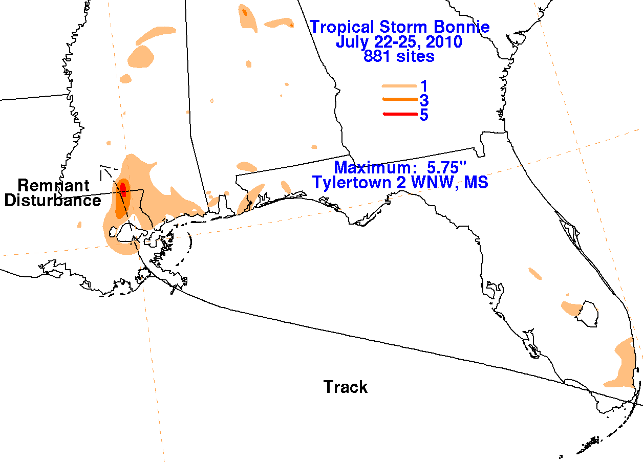 Bonnie (2010) Rainfall