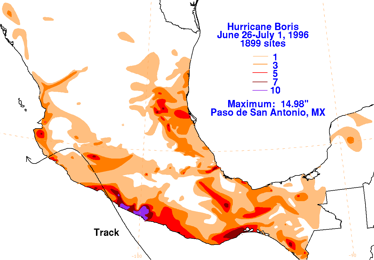 Boris (1996) Rainfall