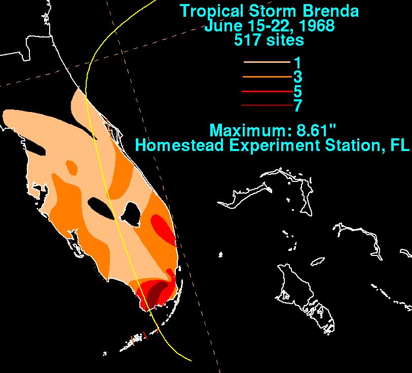 Brenda (1968) Storm Total Rainfall