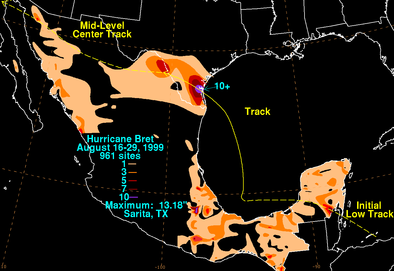 Hurricane Bret (1999) Rainfall